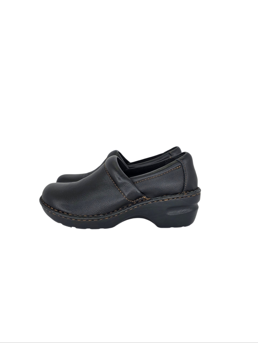 Born B.O.C. Women's Peggy Clog Size 8M  Black Leather Wedge Slip On Shoe Comfy